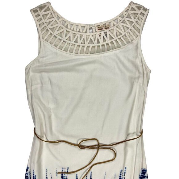 Tommy Hilfiger Denim Dress Women XS White Blue Tie Dye Belted Summer Beach Vacay - Picture 3 of 16